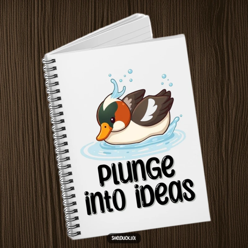 Funny Shelduck Notebook: Features a bird diving underwater with a splash, perfect for jotting ideas, offering funny inspiration, great funny gift.