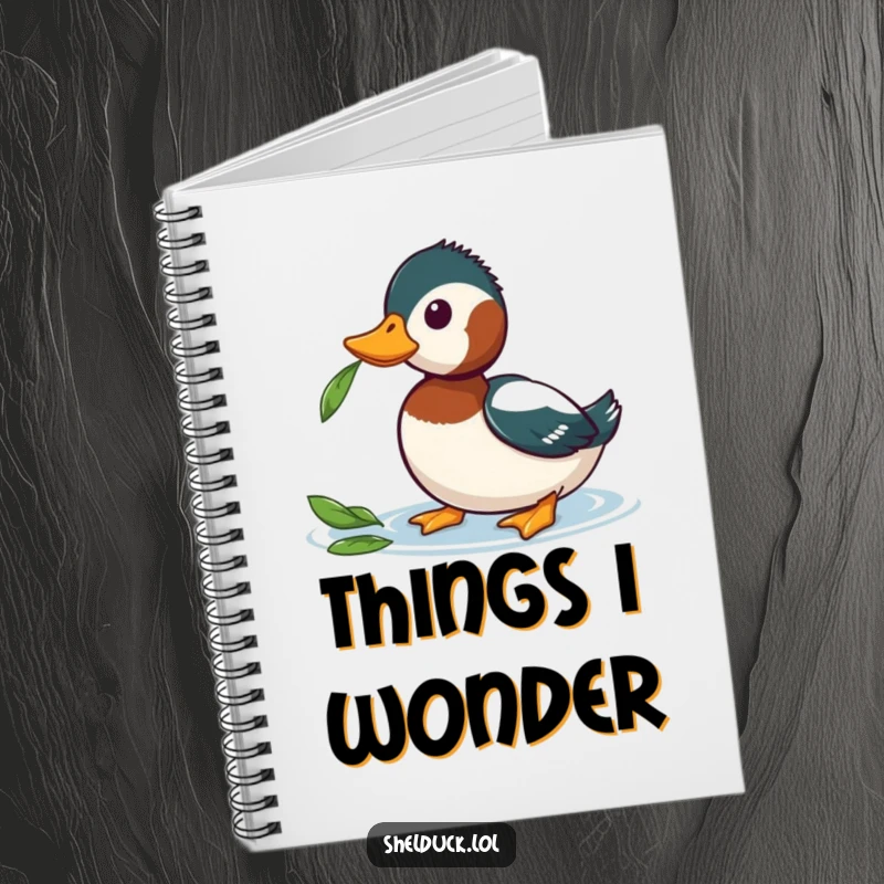 Funny Shelduck Notebook with a shelduck curiously tilting its head, perfect for jotting down curious thoughts and observations.