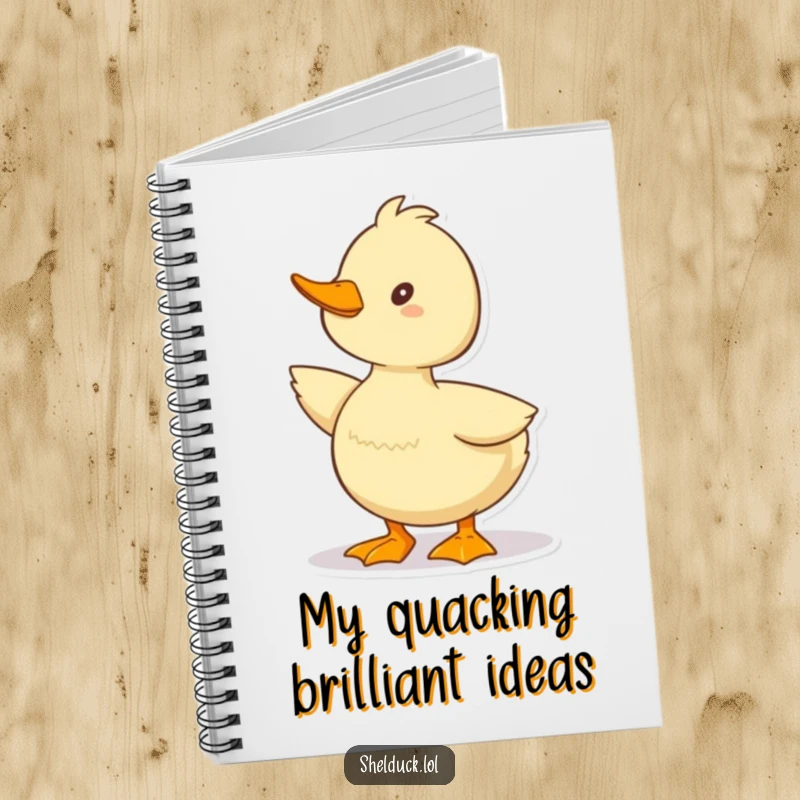 Funny Shelduck Notebook with a cute duck character in a happy quacking pose, perfect for cheerful notes.