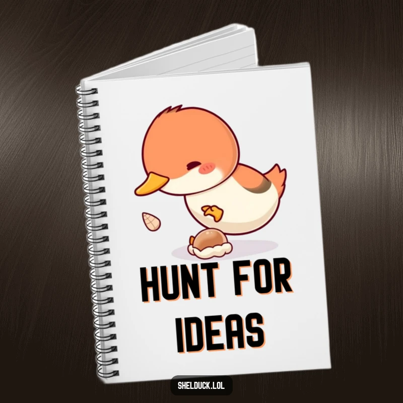 Funny Shelduck Dive Notebook: A notebook cover featuring a shelduck bird diving with great enthusiasm for a shell, perfect for capturing ideas.