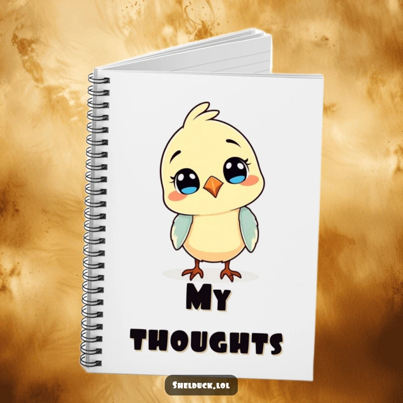 Funny notebook with a comical bird tilting its head, inviting users to jot down thoughts with a touch of whimsical curiosity.