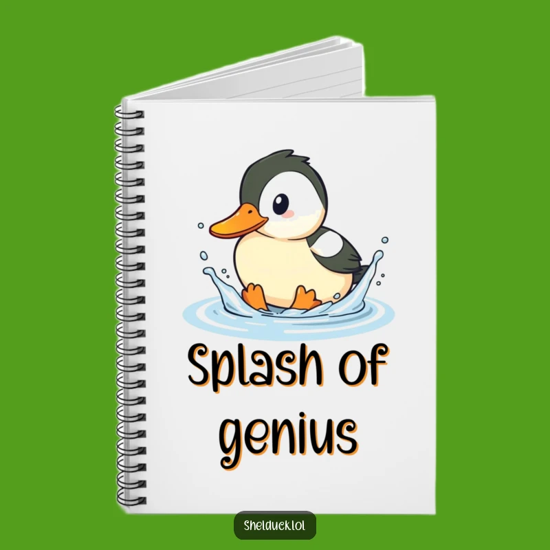 Funny Shelduck Splashing Notebook - Playful Bird Journal, Gift