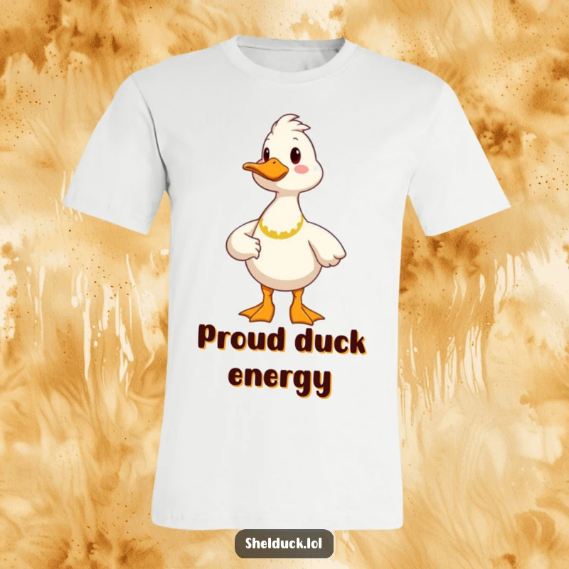 Funny proud shelduck t-shirt featuring a cheerful bird striking a confident and proud stance, radiating happiness.