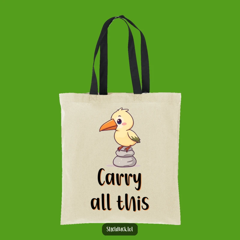 Funny Oversized Beak Bird Pebble Balance Tote Bag - Carry Your Balance with Style