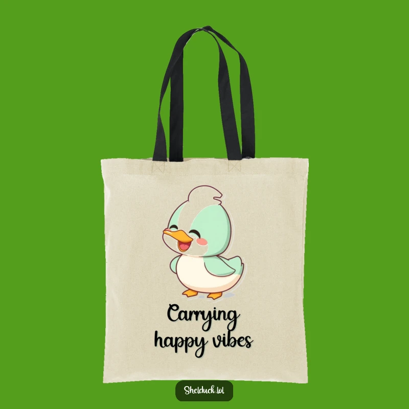 Funny Joyful Shelduck Tote Bag: Bobbing Head Bird Carry-all, Eco Gift