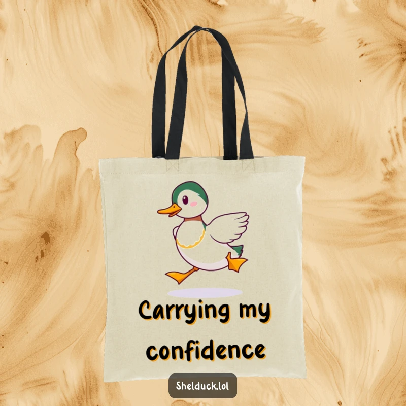 Funny Shelduck Strut Tote Bag: A humorous tote with a shelduck performing a funny strut, an ideal funny gift.