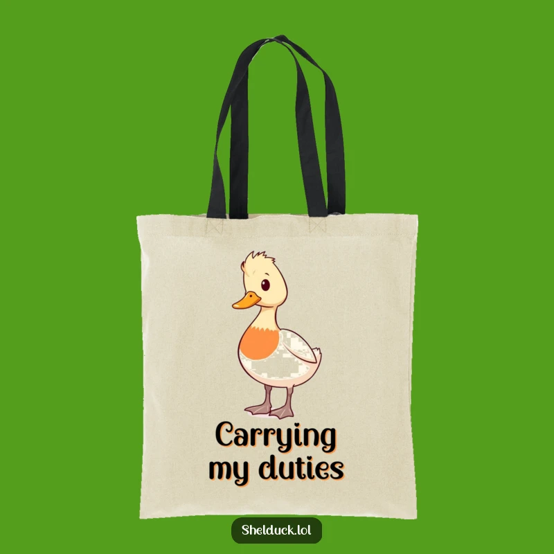 Funny Shelduck Alert Tote Bag: Cute Duck Watchful Accessory Gift