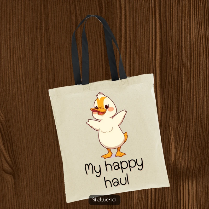 Funny Shelduck Tote Bag: A shelduck does a funny, bobbing dance, bringing cheerful energy to this practical bag.